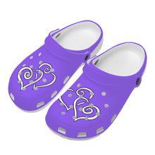 Load image into Gallery viewer, Ti Amo I love you - Exclusive Brand - Heliotrope 3 - Double White Heart - Womens Classic Clogs - Sizes 5-14.5
