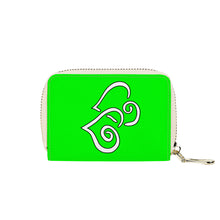 Load image into Gallery viewer, Ti Amo I love you - Exclusive Brand - Green - Double White Heart - PU Leather - Zipper Card Holder
