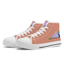 Load image into Gallery viewer, Ti Amo I love you  - Exclusive Brand - Pale Copper - 3 Owls - High-Top Canvas Shoes - White
