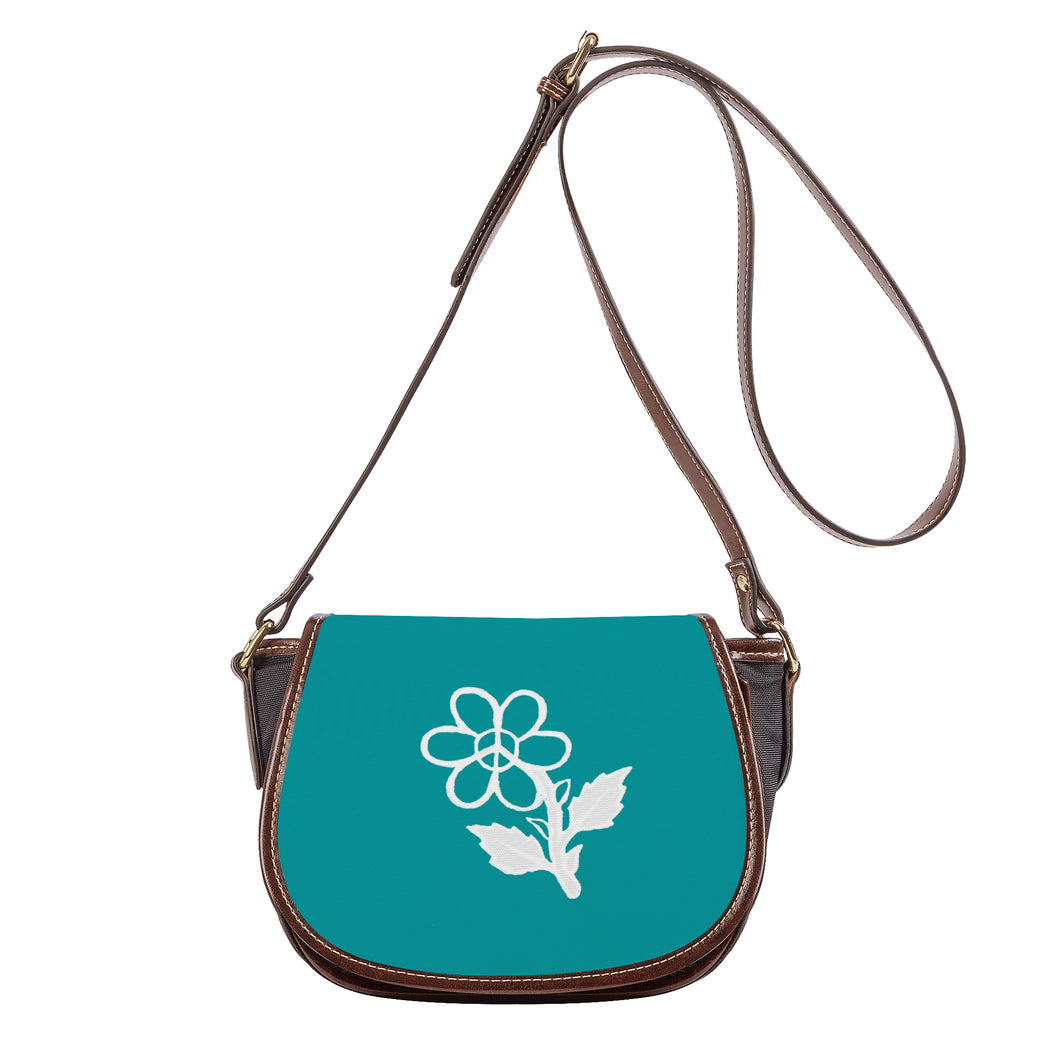 Ti Amo I love you - Exclusive Brand - Persian Green- White Daisy - Saddle Bag