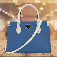 Load image into Gallery viewer, Ti Amo I love you - Exclusive Brand  - Dusty Blue - Luxury Womens PU Tote Bag - Cream Straps
