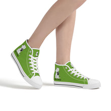 Load image into Gallery viewer, Ti Amo I love you  - Exclusive Brand - Green Onion - Talk to the Paw -  High-Top Canvas Shoes - White
