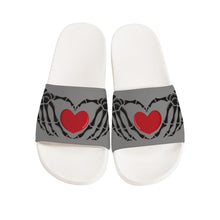 Load image into Gallery viewer, Ti Amo I love you - Exclusive Brand - Natural Gray - Skeleton Hands with Heart -  Slide Sandals - White Soles
