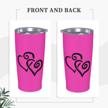 Load image into Gallery viewer, Ti Amo I love you - Exclusive Brand - Frostbite - Double Black Heart - 20oz Stainless Steel Straw Lid Cup
