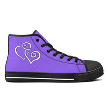 Load image into Gallery viewer, Ti Amo I love you - Exclusive Brand - Heliotrope3 - Double White Heart High-Top Canvas Shoes - Black Soles
