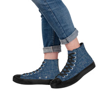 Load image into Gallery viewer, Ti Amo I love you - Exclusive Brand - Dark Grey Blue Denim - Angry Fish - High Top Canvas Shoes - Black  Soles
