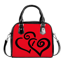 Load image into Gallery viewer, Ti Amo I love you - Exclusive Brand - Torch Red 2 - Double Black Heart -  Shoulder Handbag
