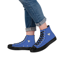 Load image into Gallery viewer, Ti Amo I love you - Exclusive Brand - San Marino Blue - Paper Airplane - High Top Canvas Shoes - Black Soles
