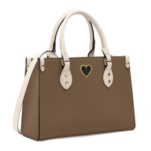 Load image into Gallery viewer, Ti Amo I love you - Exclusive Brand - Saddle Brown - Luxury Womens PU Tote Bag - Cream Straps
