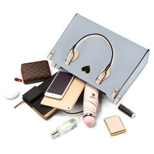 Load image into Gallery viewer, Ti Amo I love you - Exclusive Brand - Periwinkle Grey - Luxury Womens PU Tote Bag - Cream Straps
