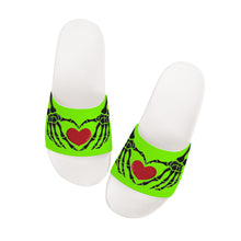 Load image into Gallery viewer, Ti Amo I love you - Exclusive Brand - Chartreuse - Skeleton Hands with Heart -  Slide Sandals - White Soles
