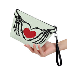 Load image into Gallery viewer, Ti Amo I love you - Exclusive Brand - Periglacial Blue - Skeleton Hands with Heart - Sling Cosmetic Bag
