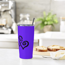 Load image into Gallery viewer, Ti Amo I love you - Exclusive Brand - Dark Purple - Double Black Heart - 20oz Stainless Steel Straw Lid Cup
