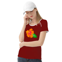 Load image into Gallery viewer, Ti Amo I love you - Exclusive Brand - Dark Burgundy - Hawaiian Flower - Women&#39;s T shirt - Sizes XS-2XL
