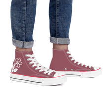 Load image into Gallery viewer, Ti Amo I love you - Exclusive Brand - Spinel Rose - White Daisy - High Top Canvas Shoes - White  Soles
