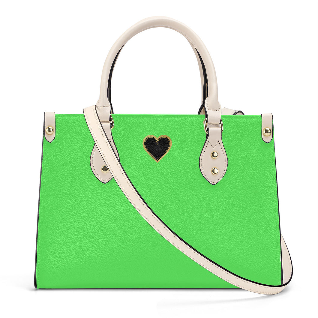 Ti Amo I love you - Exclusive Brand - Screaming Green - Luxury Womens PU Tote Bag - Cream Straps