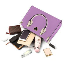 Load image into Gallery viewer, Ti Amo I love you - Exclusive Brand - Purple Dragon - Luxury Womens PU Tote Bag - Cream Straps
