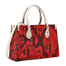 Load image into Gallery viewer, Ti Amo I love you - Exclusive Brand - Red Snake Skin - Luxury Womens PU Tote Bag - Cream Straps
