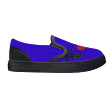 Load image into Gallery viewer, Ti Amo I love you - Exclusive Brand - Interdimensional Blue - Skeleton Hands with Heart  - Kids Slip-on shoes - Black Soles
