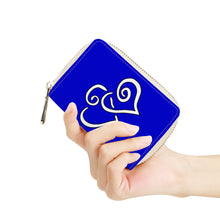 Load image into Gallery viewer, Ti Amo I love you - Exclusive Brand - Medium Blue - Double White Heart - PU Leather - Zipper Card Holder
