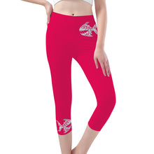 Load image into Gallery viewer, Ti Amo I love you -  Exclusive Brand - Bright Hot Pink - Womens / Teen Girls  / Womens Plus Size  - Angry Fish - Capri Yoga Leggings
