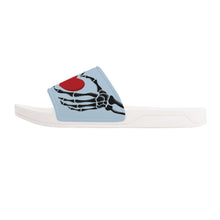 Load image into Gallery viewer, Ti Amo I love you - Exclusive Brand - Beau Blue 2 - Skeleton Hands with Heart -  Slide Sandals - White Soles
