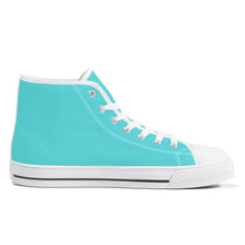 Load image into Gallery viewer, Ti Amo I love you - Exclusive Brand - Medium Turquoise Blue - High-Top Canvas Shoes - White Soles
