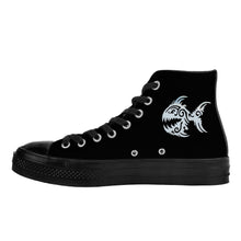 Load image into Gallery viewer, Ti Amo I love you - Exclusive Brand - Black - Angry Fish - High Top Canvas Shoes - Black  Soles
