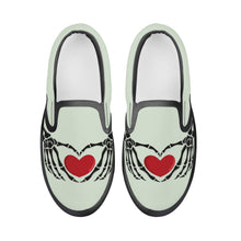 Load image into Gallery viewer, Ti Amo I love you - Exclusive Brand - Periglacial Blue  - Skeleton Hands with Heart - Kids Slip-on shoes - Black Soles
