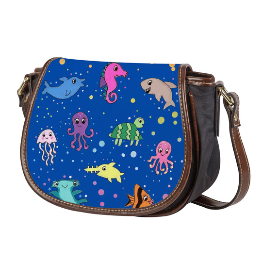 Ti Amo I love you - Exclusive Brand - Dark Blue - Sea Creatures  Saddle Bag