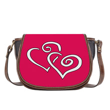 Load image into Gallery viewer, Ti Amo I love you - Exclusive Brand - Bright Hot Pink - Double White Heart - Saddle Bag
