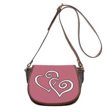 Load image into Gallery viewer, Ti Amo I love you - Exclusive Brand - Old Pink - Double White Heart - Saddle Bag
