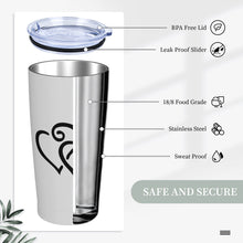 Load image into Gallery viewer, Ti Amo I love you - Exclusive Brand - Alto Gray - Double Black Heart - 20oz Stainless Steel Straw Lid Cup
