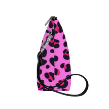 Load image into Gallery viewer, Ti Amo I love you - Exclusive Brand - Persian Pink with Cerise Leopard Spots - Sling Cosmetic Bag
