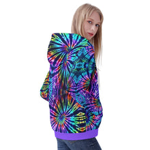 Load image into Gallery viewer, Ti Amo I love you - Exclusive Brand - Blue Zodiac, Curious Blue, Malachite, Purple Heart Tie-Dye - with Heliotrope 3 Hem -  Women&#39;s Zip Hoodie - Sozes XS-4XL
