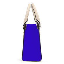 Load image into Gallery viewer, Ti Amo I love you - Exclusive Brand - Violet Blue - Luxury Womens PU Tote Bag - Cream Straps
