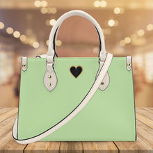 Load image into Gallery viewer, Ti Amo I love you - Exclusive Brand - Pixie Green - Luxury Womens PU Tote Bag - Cream Straps
