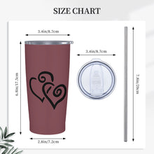 Load image into Gallery viewer, Ti Amo I love you - Exclusive Brand - Loganberry - Double Black Heart - 20oz Stainless Steel Straw Lid Cup
