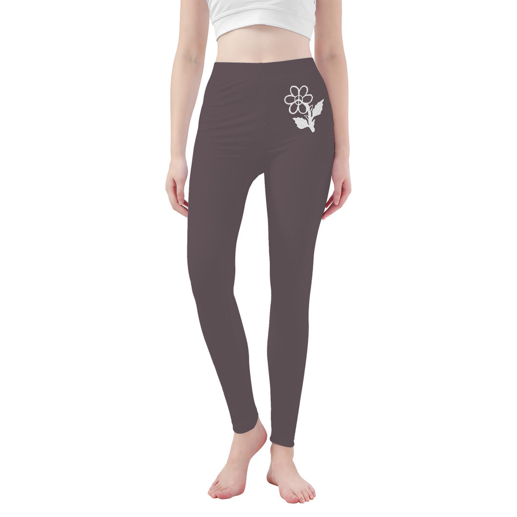 Ti Amo I love you - Exclusive Brand  - Wenge -  White Daisy -  Yoga Leggings