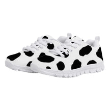 Load image into Gallery viewer, Ti Amo I love you - Exclusive Brand - White with Black Cow Spots - Kids Sneakers - White Soles
