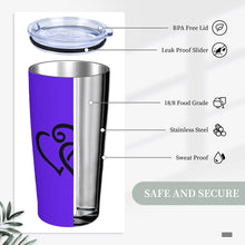 Load image into Gallery viewer, Ti Amo I love you - Exclusive Brand - Dark Purple - Double Black Heart - 20oz Stainless Steel Straw Lid Cup
