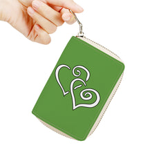 Load image into Gallery viewer, Ti Amo I love you - Exclusive Brand - Luminous Green - Double White Heart - PU Leather - Zipper Card Holder
