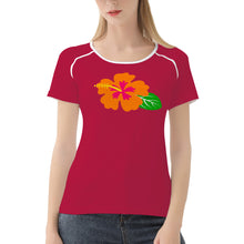 Load image into Gallery viewer, Ti Amo I love you - Exclusive Brand - Cardinal - Hawaiian Flower - Women&#39;s T shirt - Sizes XS-2XL
