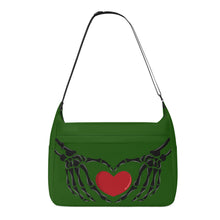 Load image into Gallery viewer, Ti Amo I love you - Exclusive Brand - Green House - Skeleton Heart Hands  -  Journey Computer Shoulder Bag
