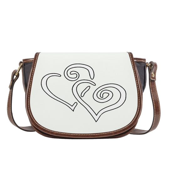 Ti Amo I love you - Exclusive Brand - Ceramic Off White - Double White Heart - Saddle Bag