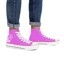 Load image into Gallery viewer, Ti Amo I love you - Exclusive Brand - Deep Lavender Magenta - White Daisy - High Top Canvas Shoes - White  Soles
