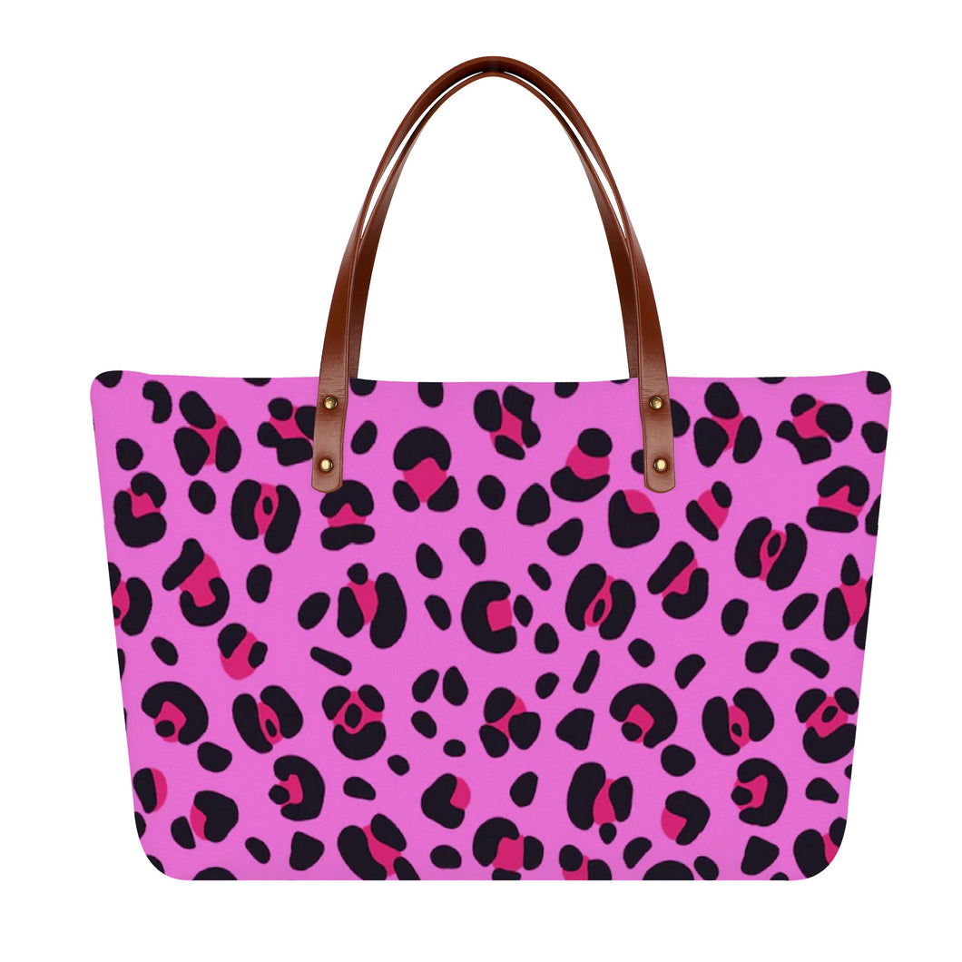 Ti Amo I love you - Exclusive Brand - Persian Pink with Cerise Leopard Spots - Cloth Totes