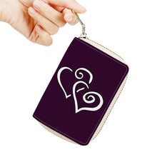 Load image into Gallery viewer, Ti Amo I love you - Exclusive Brand - Melanzane - Double White Heart - PU Leather - Zipper Card Holder
