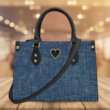 Load image into Gallery viewer, Ti Amo I love you - Exclusive Brand - Dark Grey Blue Denim - Luxury Womens PU Tote Bag - Black Straps
