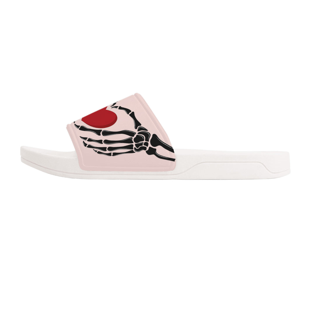 Ti Amo I love you - Exclusive Brand - Misty Rose - Skeleton Hands with Heart -  Slide Sandals - White Soles